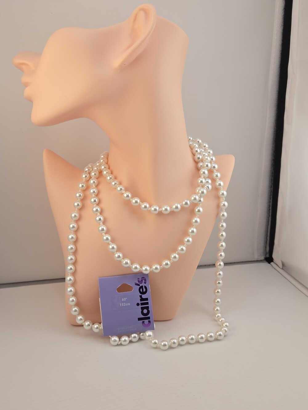 NWT Claire’s 60" Long White Pearl Beaded Necklace